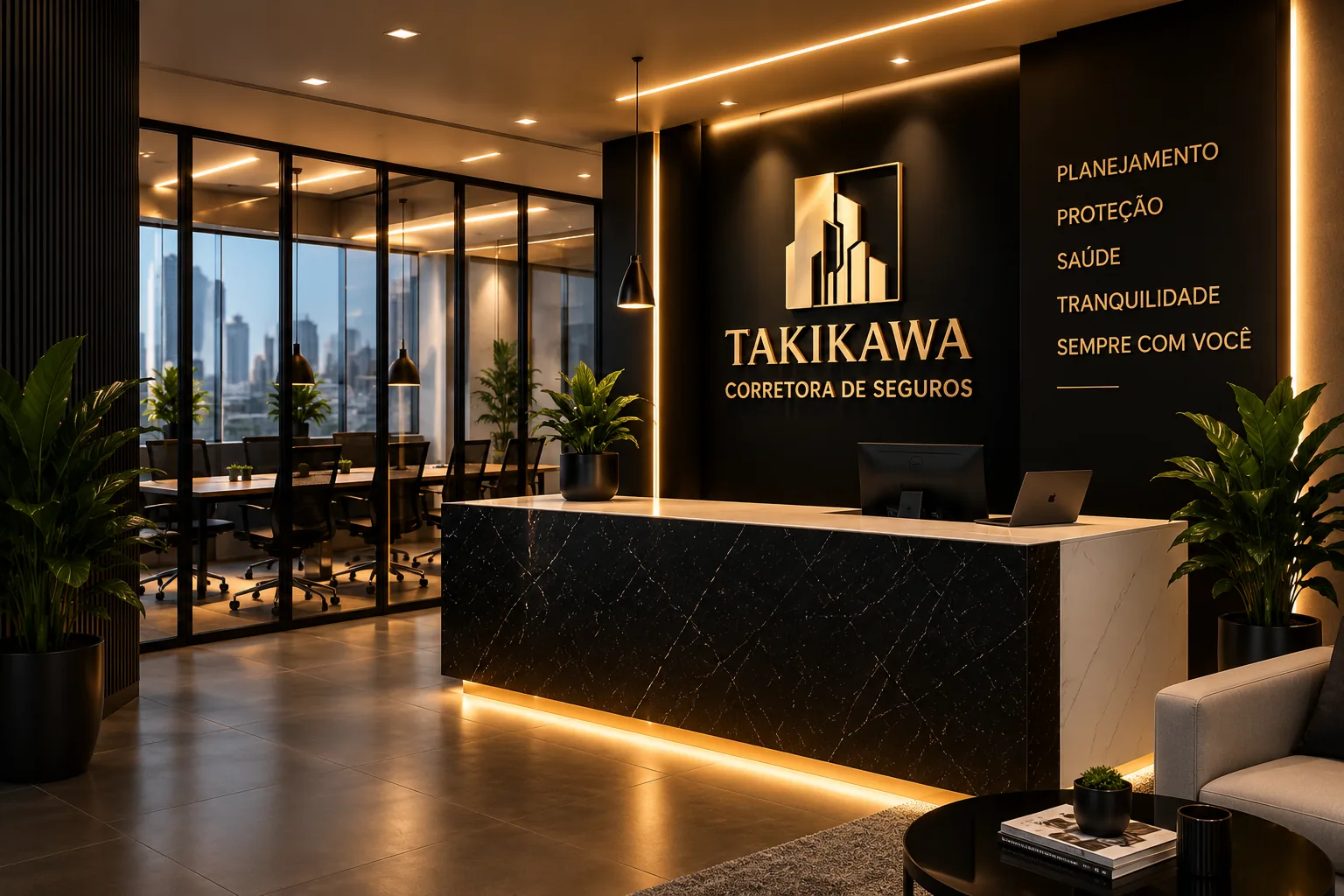 Recepção do escritório da Takikawa Corretora de Seguros